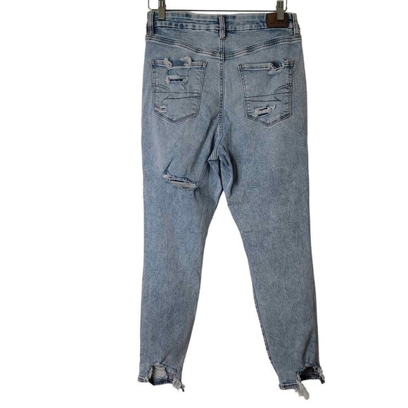 American Eagle Next Level Stretch Jeans 10 Distressed Destroyed‎ Blue Light Wash - Picture 2 of 10